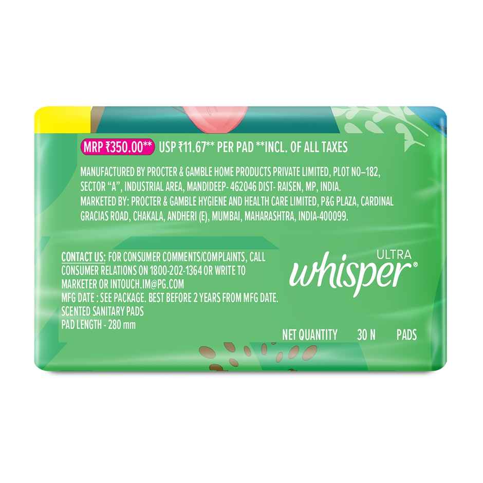 Whisper Ultra Upto No Gap No Leaks Sanitary Pads,  30 XL Pads