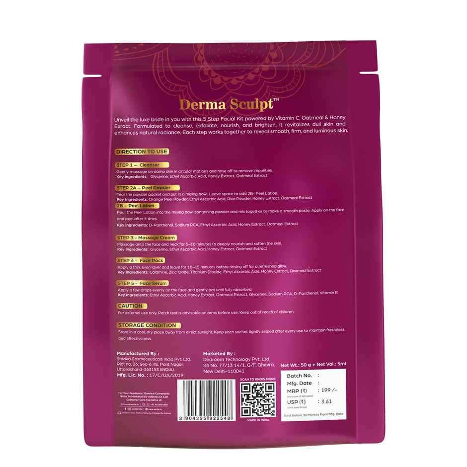 Sanfe Derma Sculpt 5 Step Bridal Facial Kit For Instant Glow Up