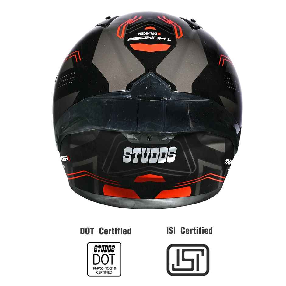 Studds Thunder Draken Full Face Helmet with Spoiler | Grey - L