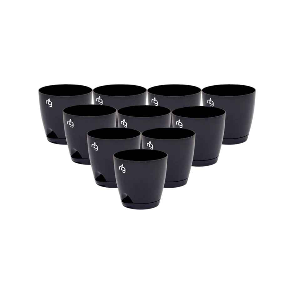 Nurturing Green - Self Watering Pots for Plants | Set of 10 | Black | Size: 11.5cm x 11cm