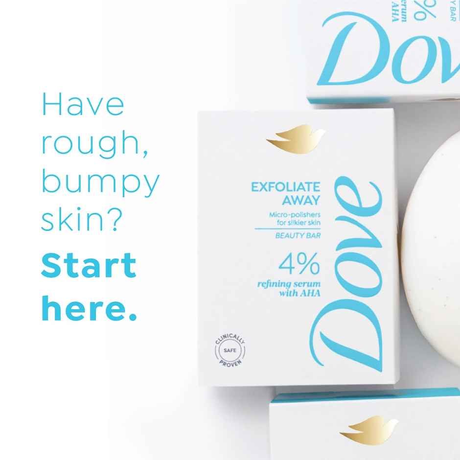 Dove 4% Refining Serum + AHA Exfoliate Away Serum Beauty Bar| Pack of 3