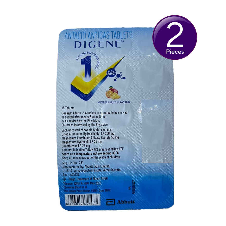 Digene Mix Fruit Flavour Tablet