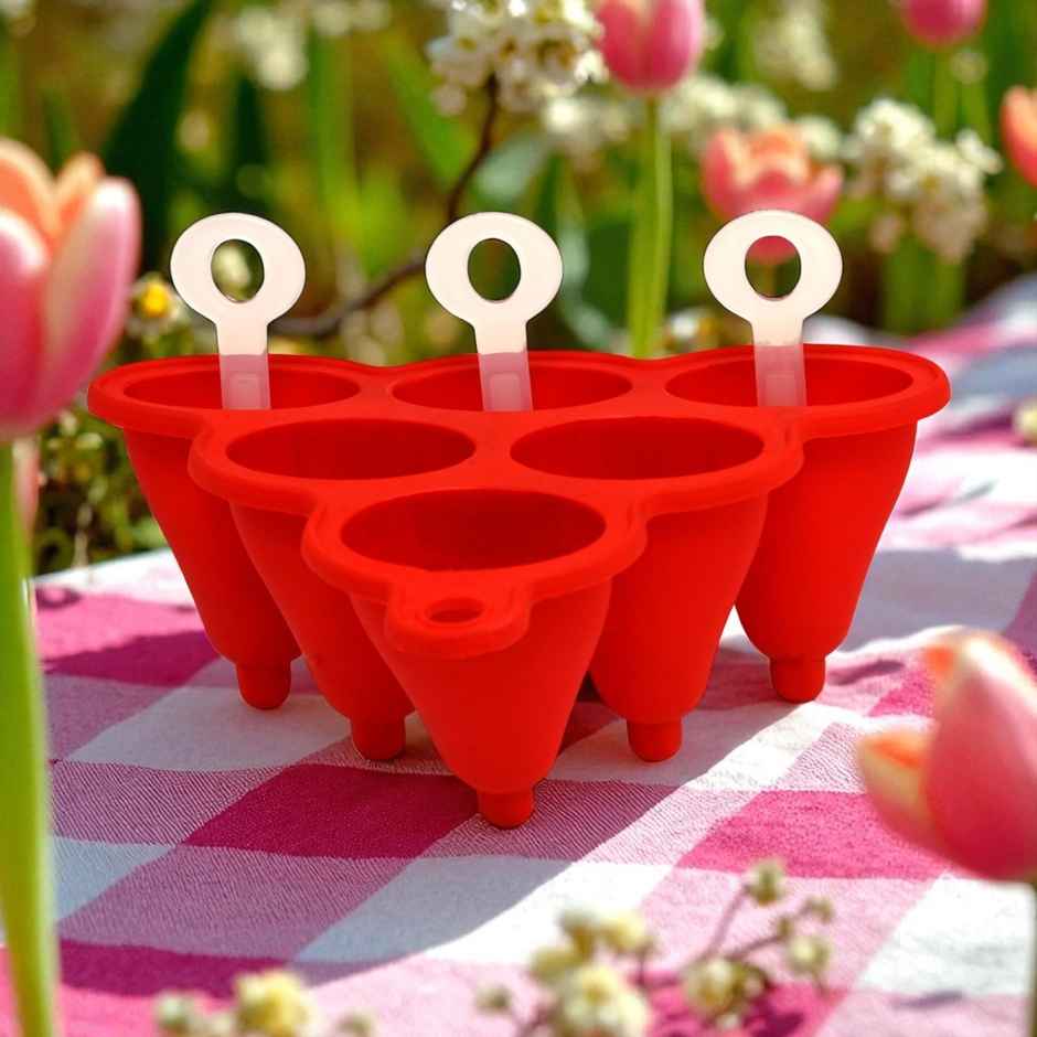 Spine Silicone Kulfi Mould With Six Pp Sticks |red