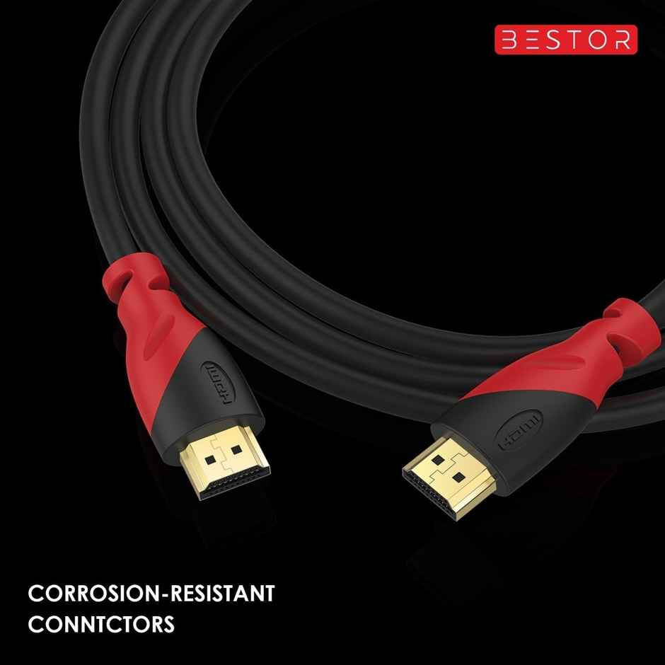 Bestor 4K 60Hz PVC HDMI Cable with ARC Support for Smart HDTV Laptop Monitor Projector(1.5M) - Red & Black