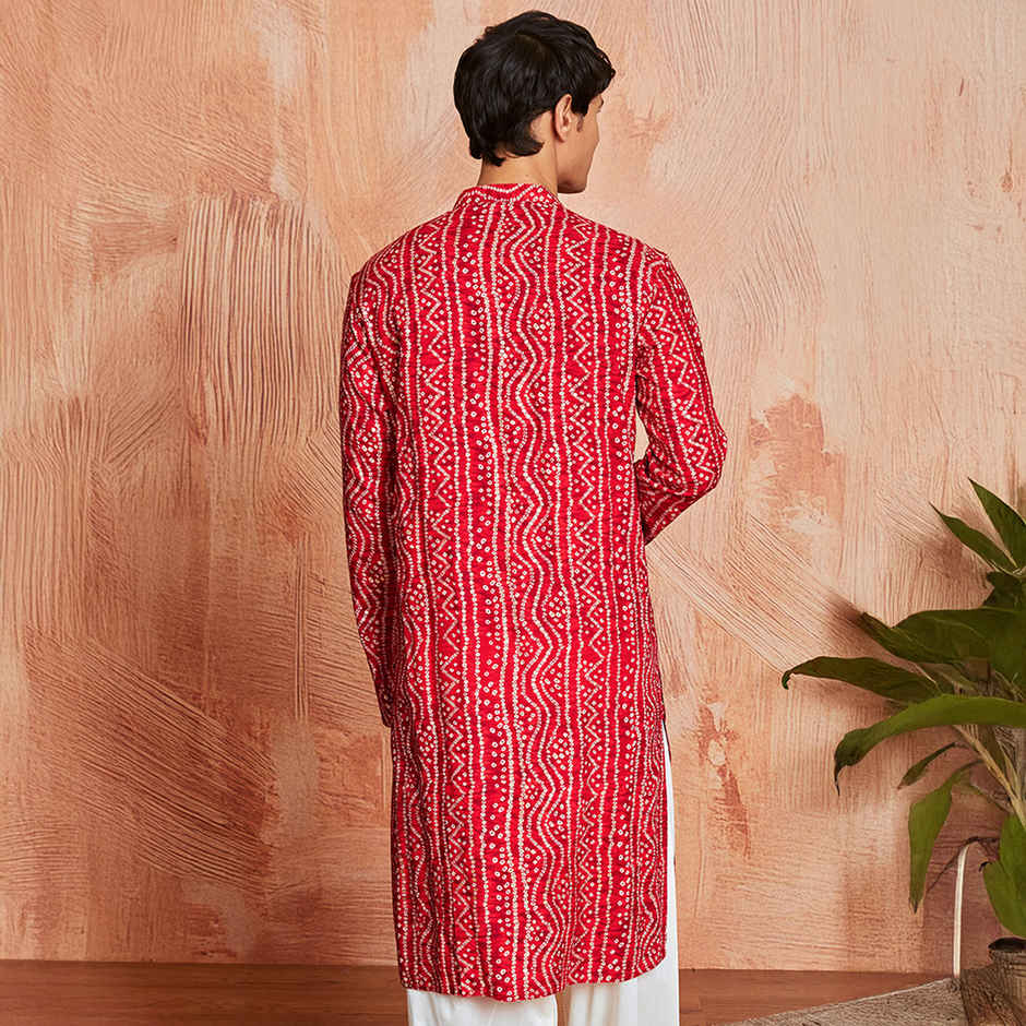 Vastramay Men's Rayon Kurta | Red - XL
