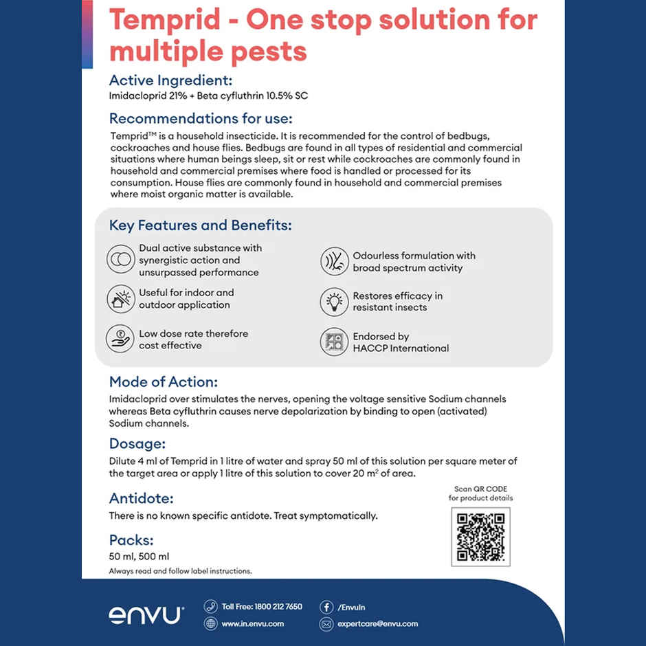 Bayer Temprid Liquid | Cockroach & Bed Bug Control | No Smell | No Kerosene | Mix With Water