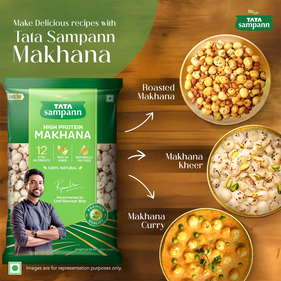 Tata Sampann High Protein Makhana (Foxnut) | Phool Makhana for Prasadam - 100% Natural and Fat Free