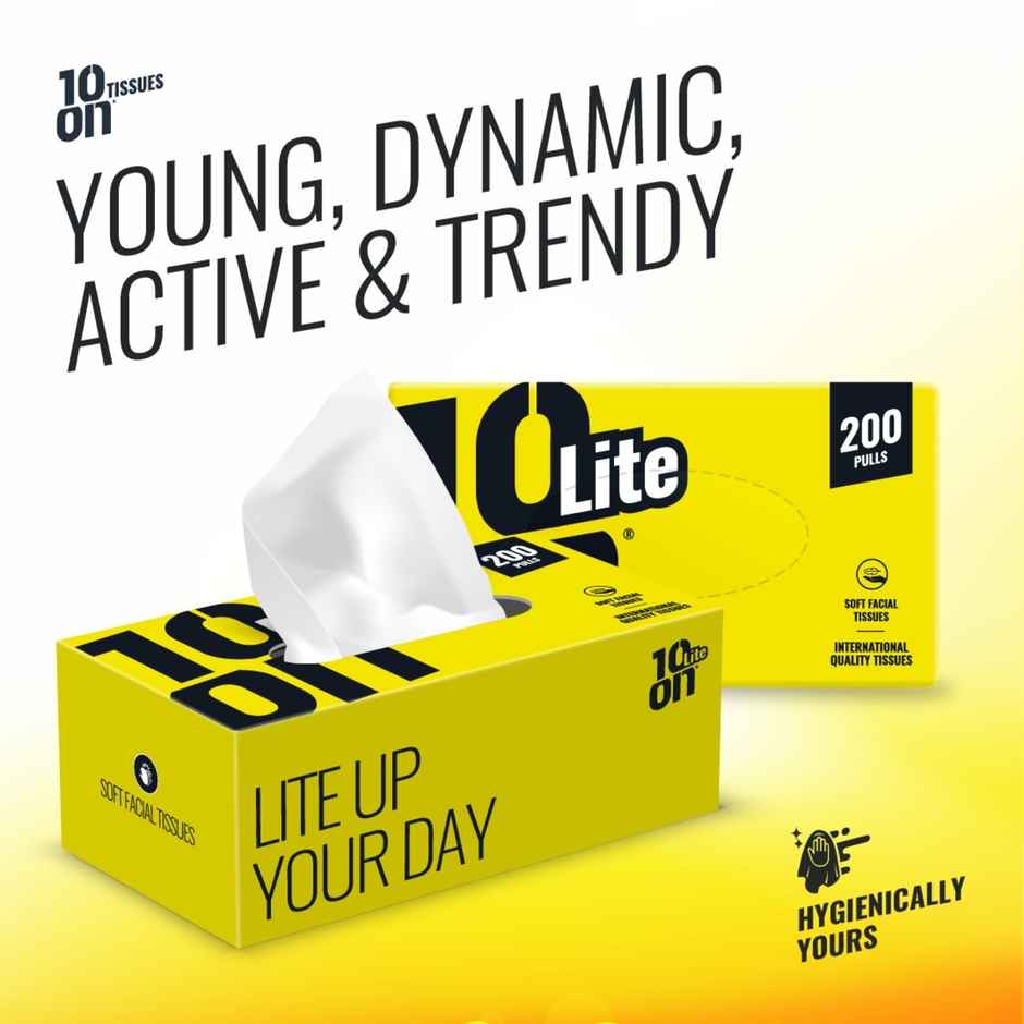 10'ON Lite Soft Facial Tissues Napkins | 200 Pulls