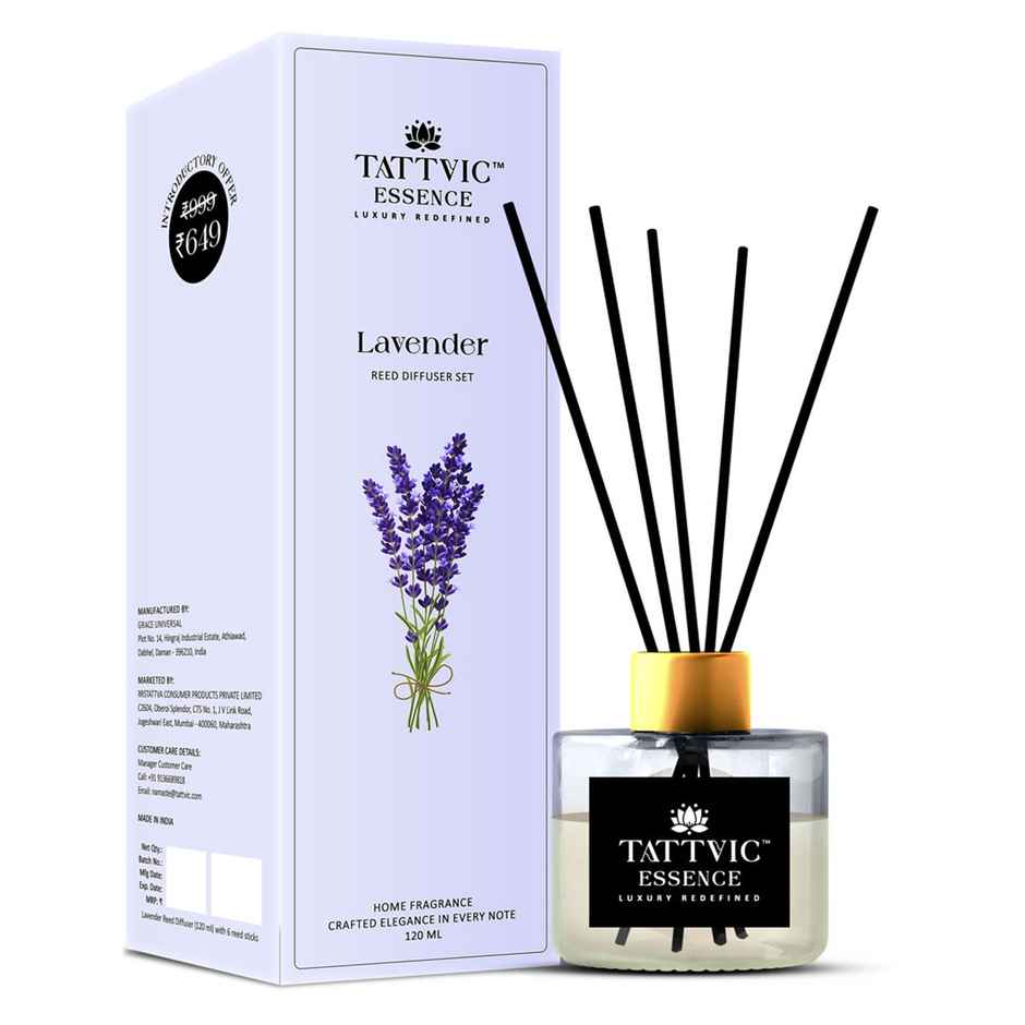 Tattvic Essence Luxury Reed Diffuser Set, Lavender | Stress Relief