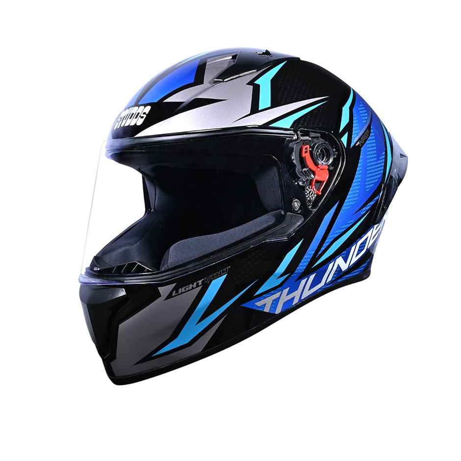 Studds Thunder D1 Lightvolt Full Face Helmet with Spoiler |Black Grey - XL