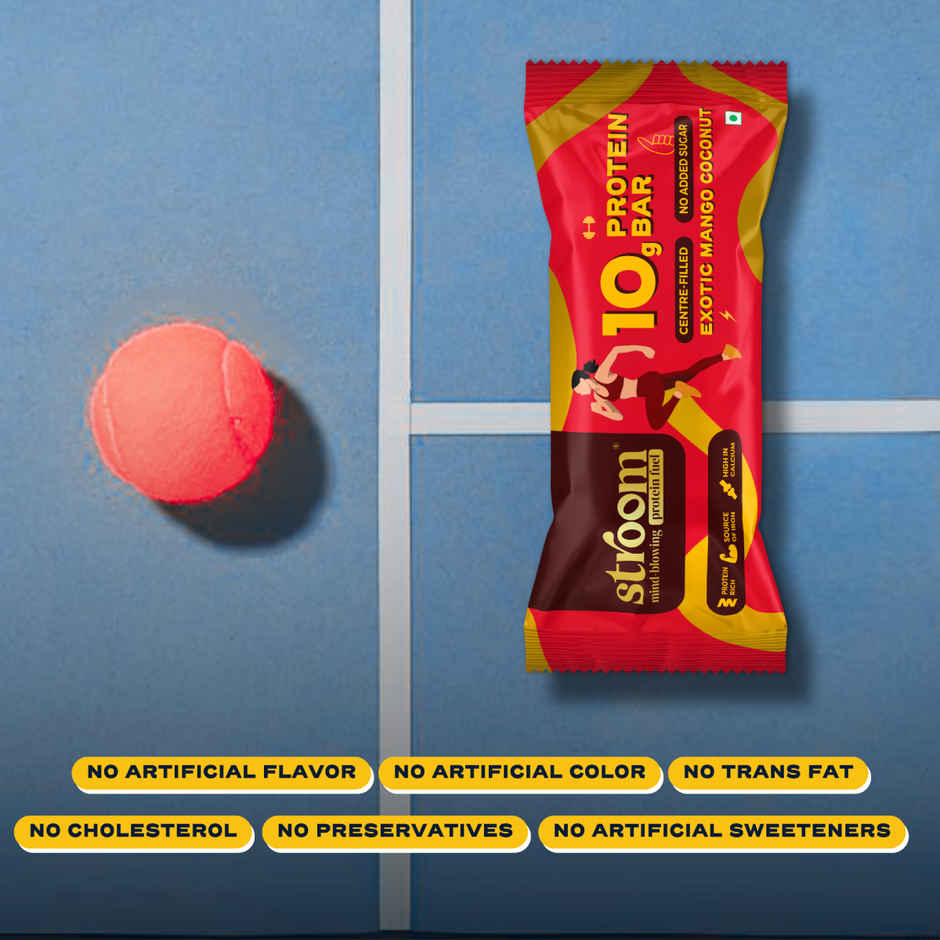 Stroom Berry White Chocolate 10G Protein Bar (45g) & Stroom Exotic Mango Coconut Protein Bars (45g) Combo