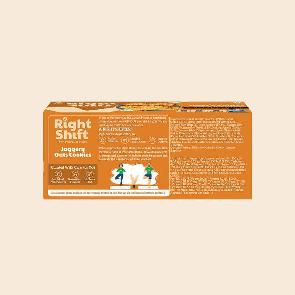 Right Shift Jaggery Oats Cookies | No Palm Oil, 0% Maida, Digestive Biscuits, Healthy Snack