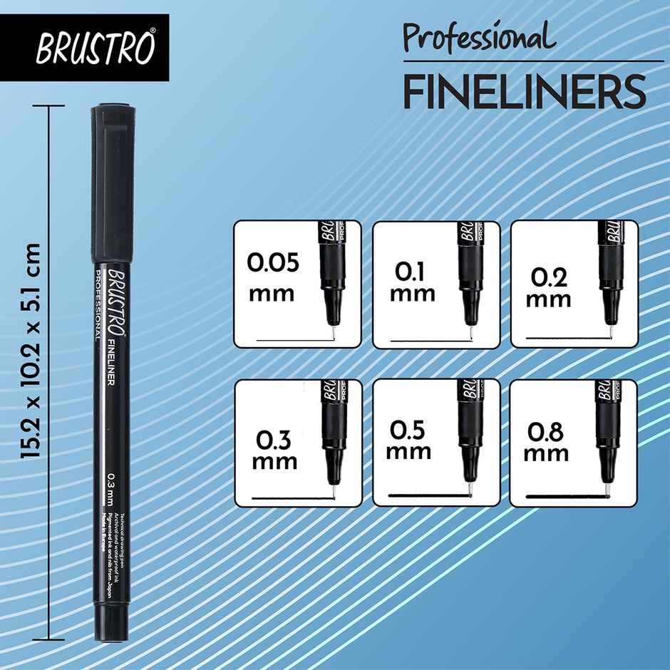 Brustro Professional Pigment Based Black Fineliner Set Of 6