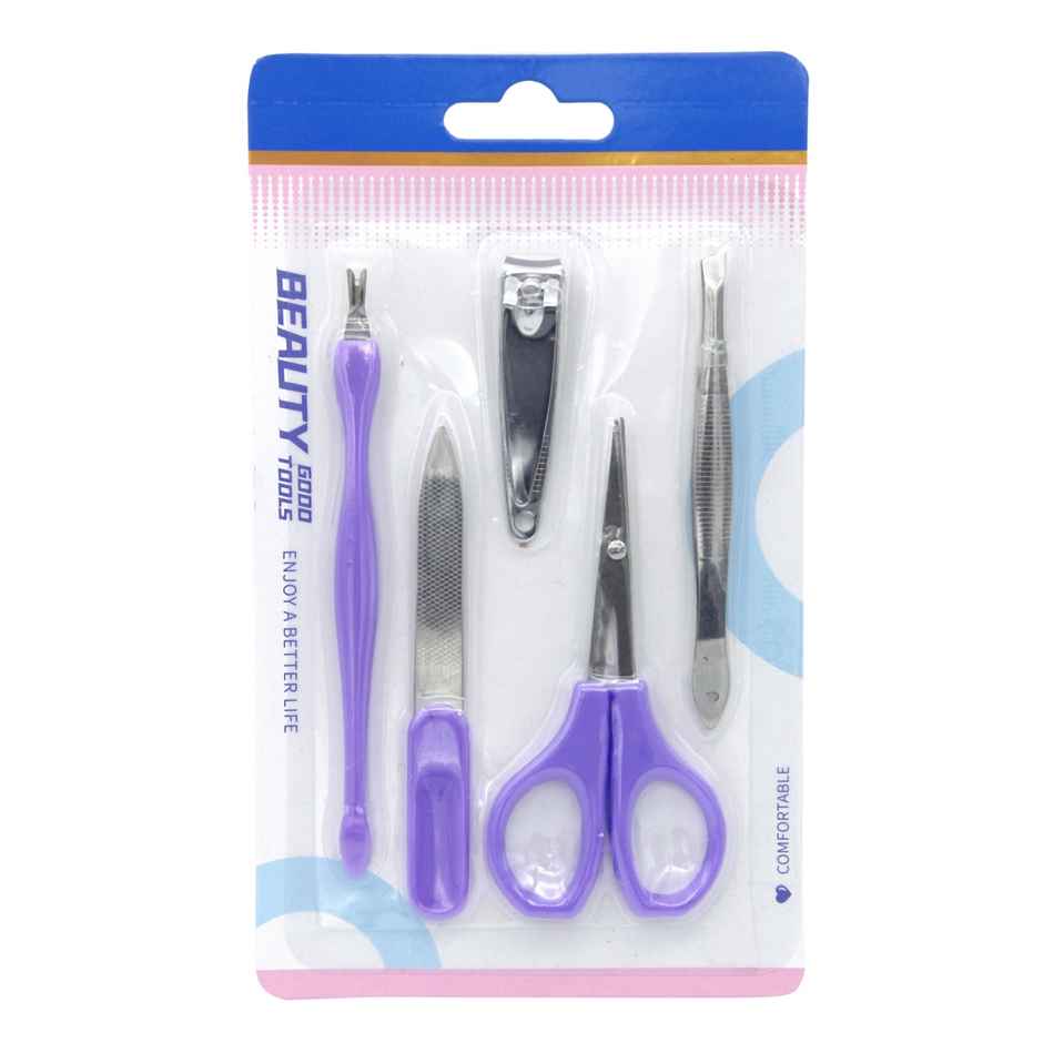 Manicure Pedicure Kit 5 In 1 | Nail Clipper, Nail Filer, Scissors, Tweezer & Cuticle Remover (Colour May Vary)