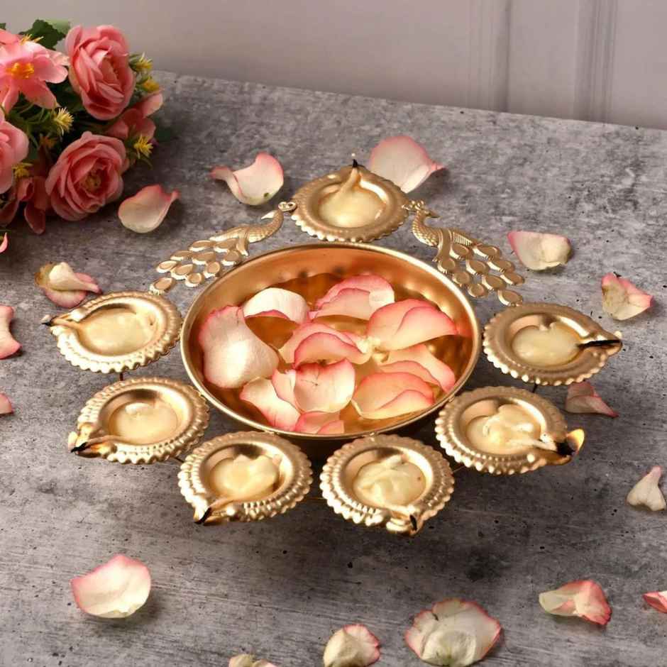 Peacock Diya Urli Bowl | Urban Born