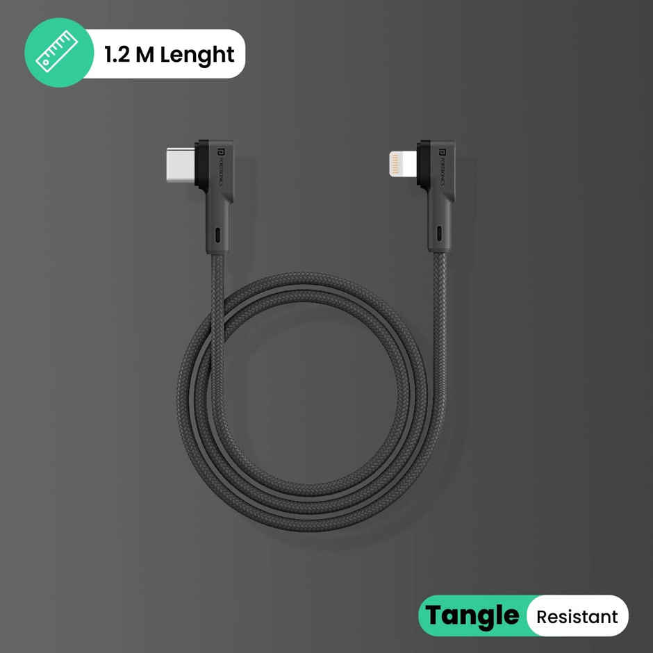 Portronics Konnect L Type-C to 8 Pin USB PD Cable Grey
