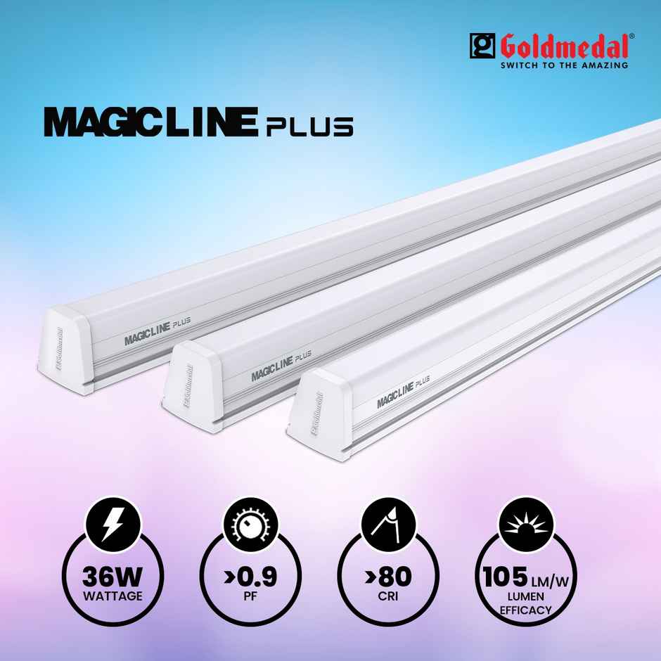 Gold Medal Magicline Plus 36W LED Batten for Living Room, Bedroom - Cool Day Light (6500K) | High Lumens Light Output | Energy Efficient Tubelight for Home
