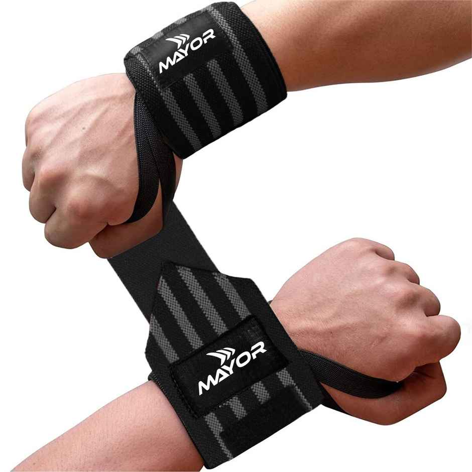 Mayor Secure Cotton Wrist Supporter for Gym Men and Women Wrist Support | Grey | Free Size