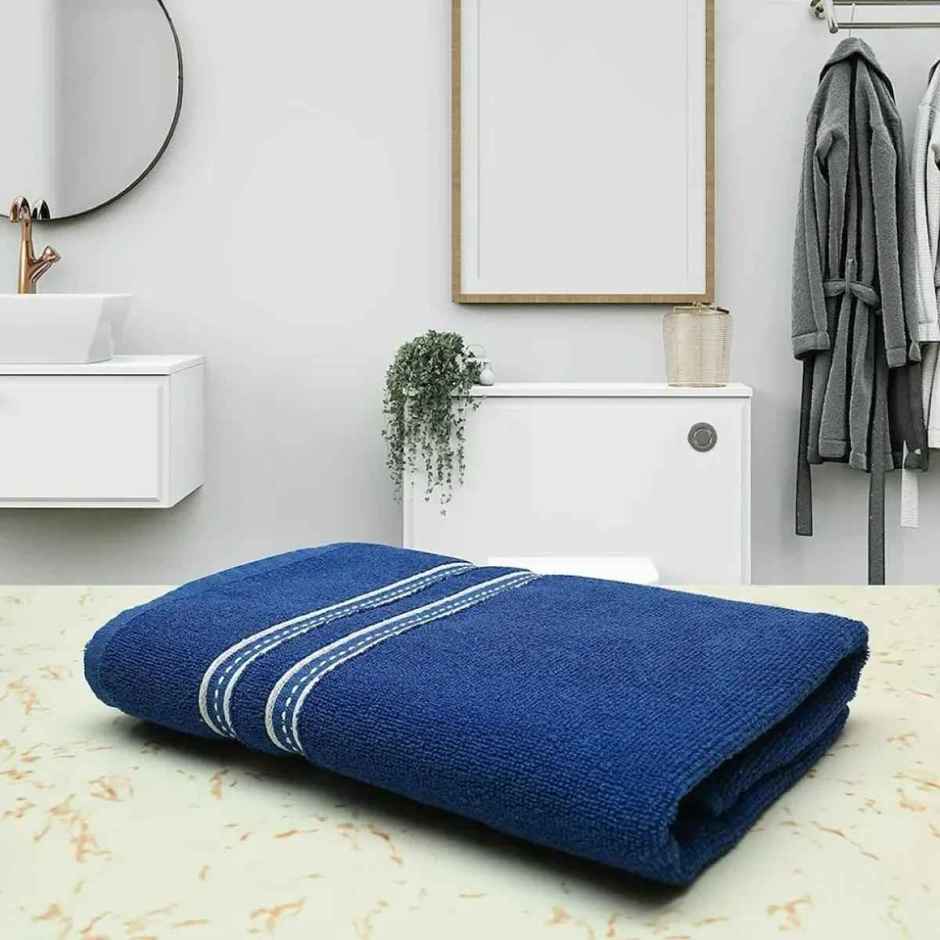 Capsicum Cotton Bath Towel | 400 GSM | Large Size | 28 x 56 in | Blue