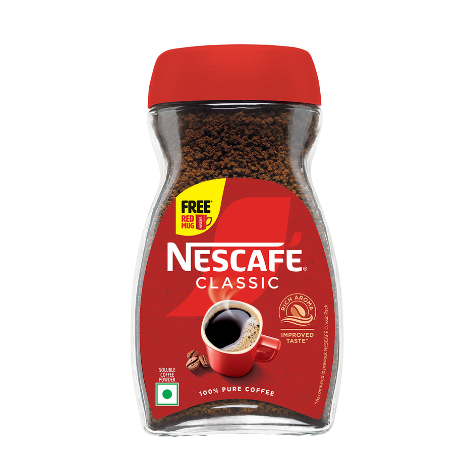 Nescafe Classic Instant Coffee Powder | Free Frosty Cafe Glass or Red Mug