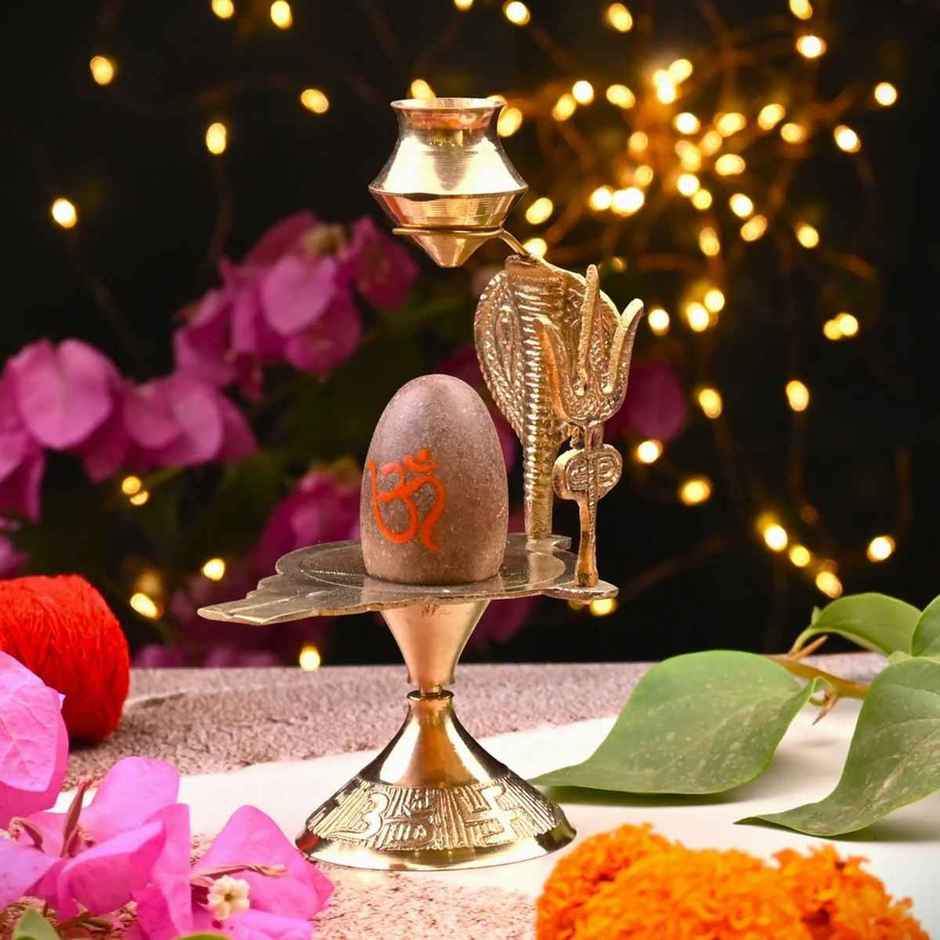 Narmadeshwar Shivling with Small Trishul | Mahadev Idol for Pooja | Servdharm