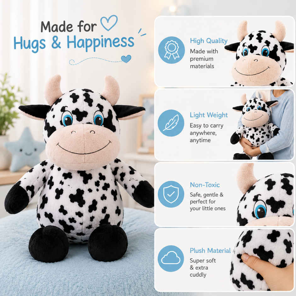 ToyTales Spotty Cow Plush Toy | Stuffed Animal Soft Toy | Birthday Gift for Kids | Gift Baby | 35cm
