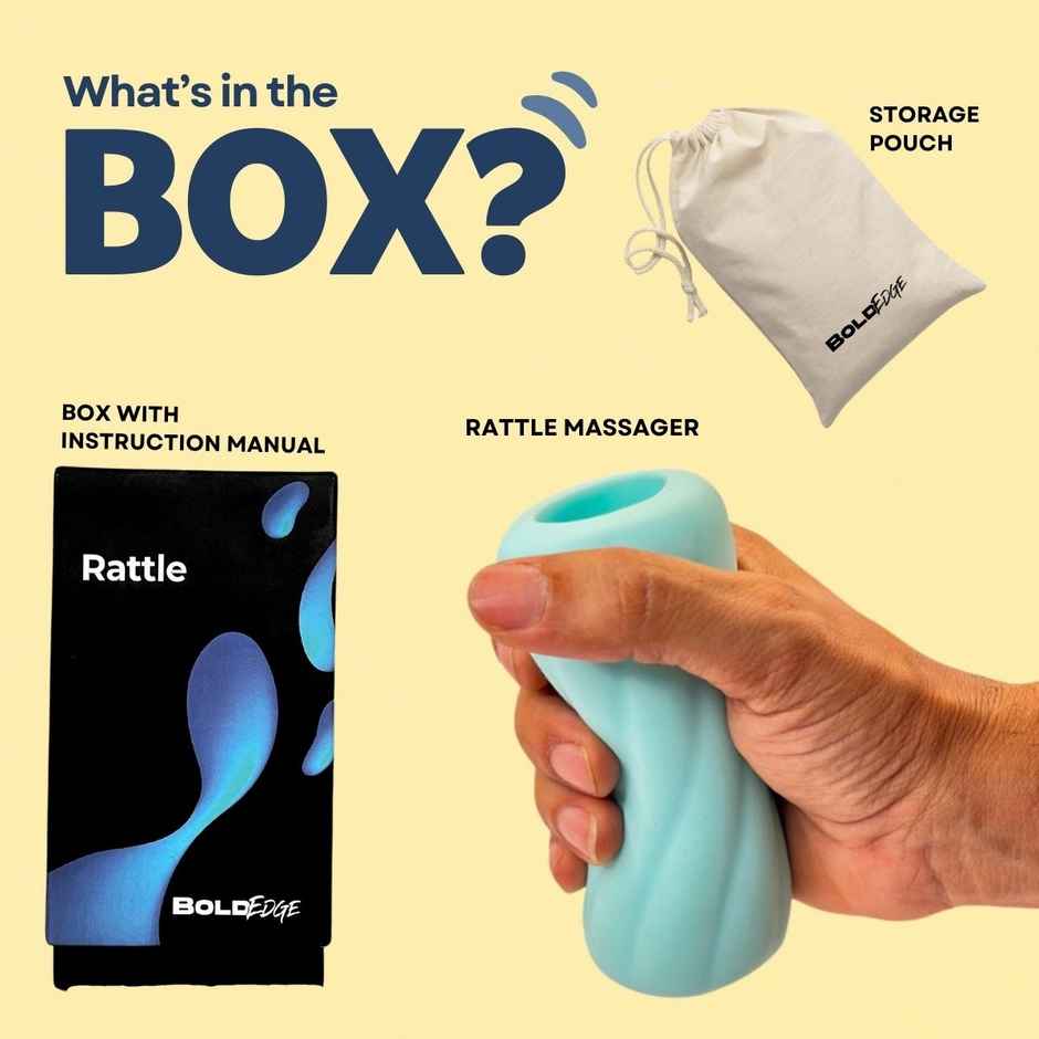 Boldedge Rattle Sleeve Stroker Massager - Blue
