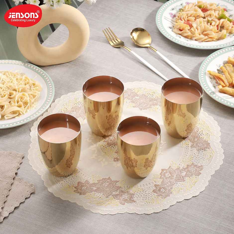 Jensons Pvd Lotus Glass 4 Pcs -gold