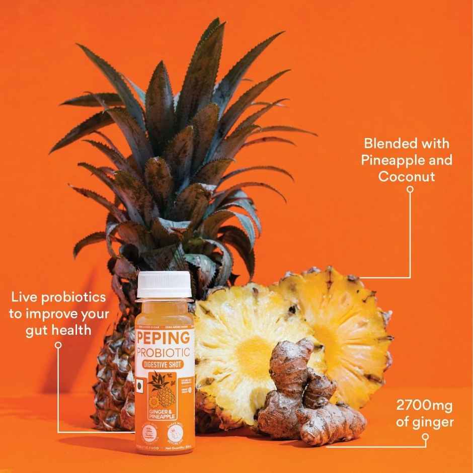 Peping Probiotic Digestive Shot - Ginger And Pineapple