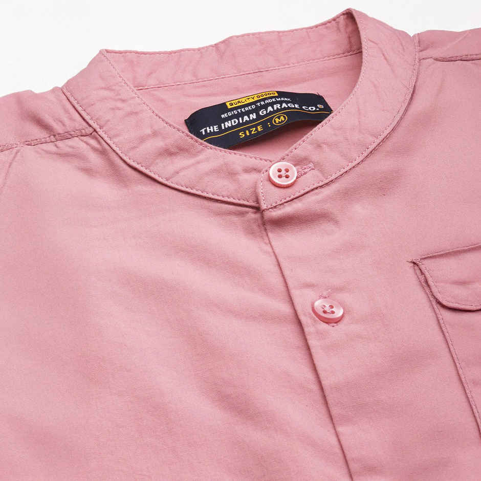 The Indian Garage Co Men's Regular Fit Solid Casual Shirt | Pink - 2XL