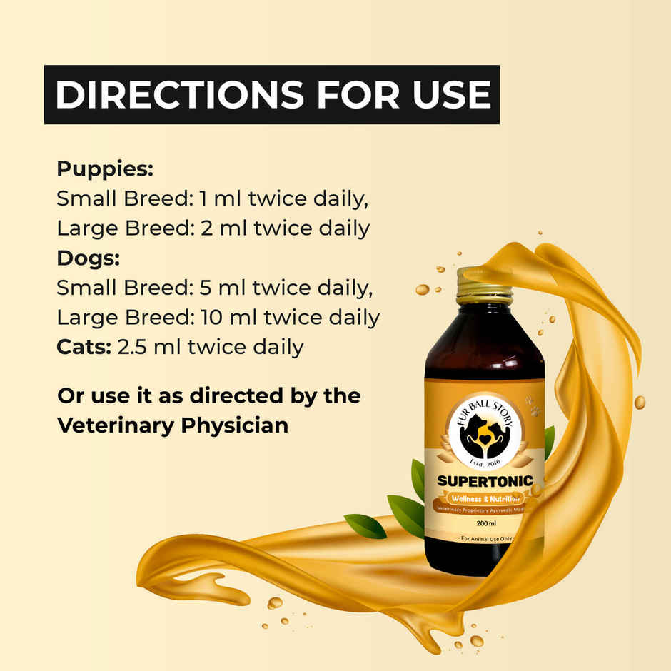 Fur Ball Story Supertonic Syrup, Ensures Head to Tail Wellness of Dogs & Cats