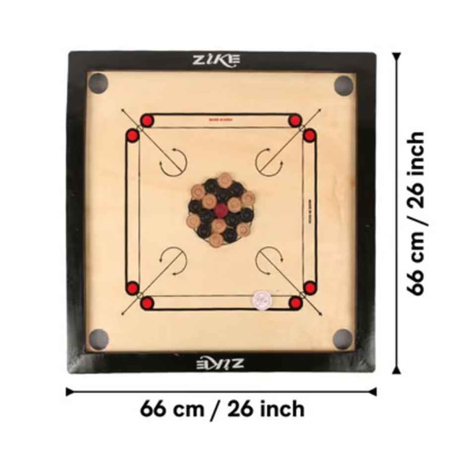 Zike Superior Wood Carrom Board Kit ( (Board + 24 Coins + 1 Striker + 1 Powder)