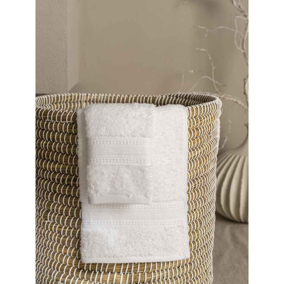 DDECOR Ecofriendly 70% Bamboo 30% Cotton Super Soft 650 GSM Solid Sustainable Hand Towel - White