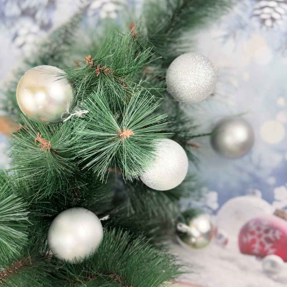 7 cm | 6 pcs Christmas Glitter Matt Shiny Balls Pvc Box Silver | Gullak