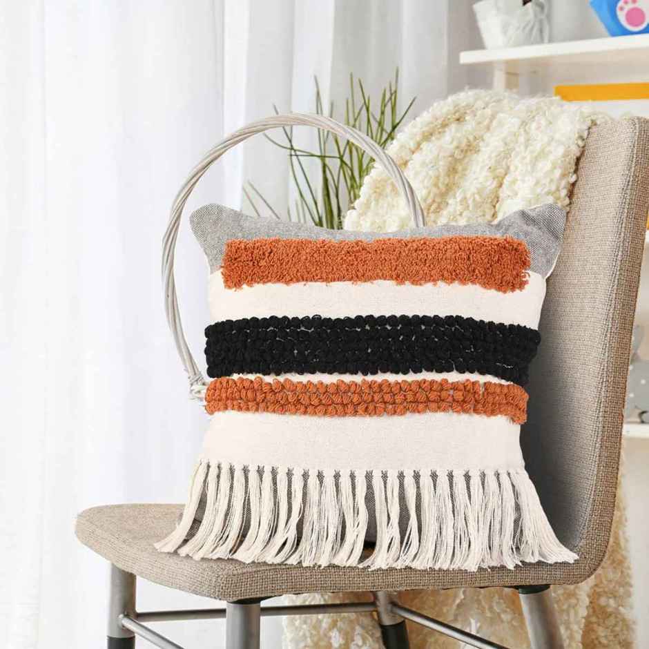 Sashaa World Tasseled and Tufted Cushion Cover