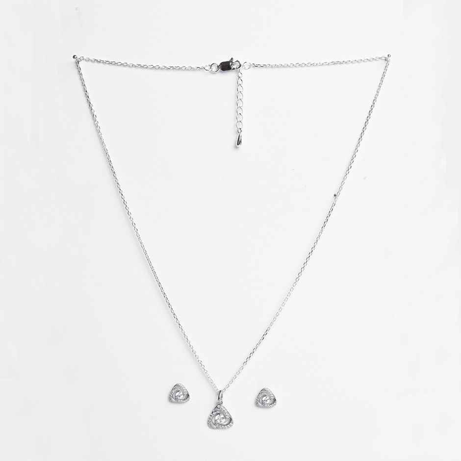 Clara 925 Sterling Silver Bianca Solitaire Pendant Earrings Chain Necklace Jewellery Set
