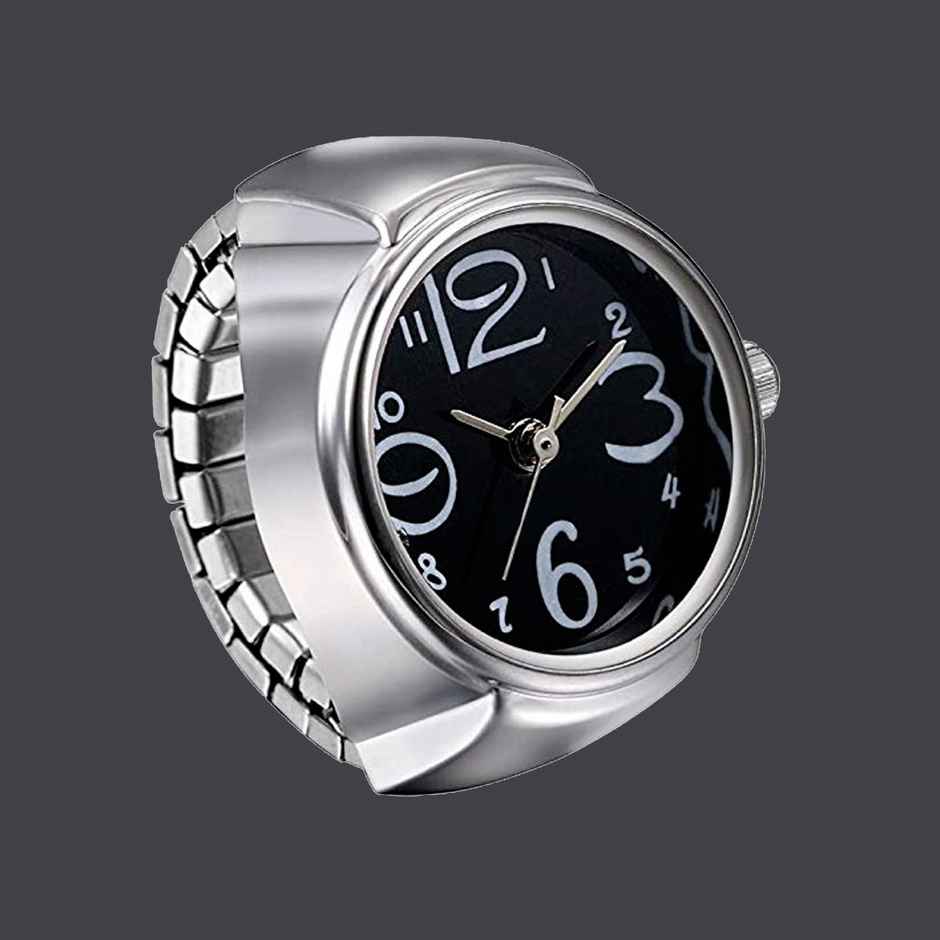 Fashion Frill Women's Watch Rings Black Adustable
