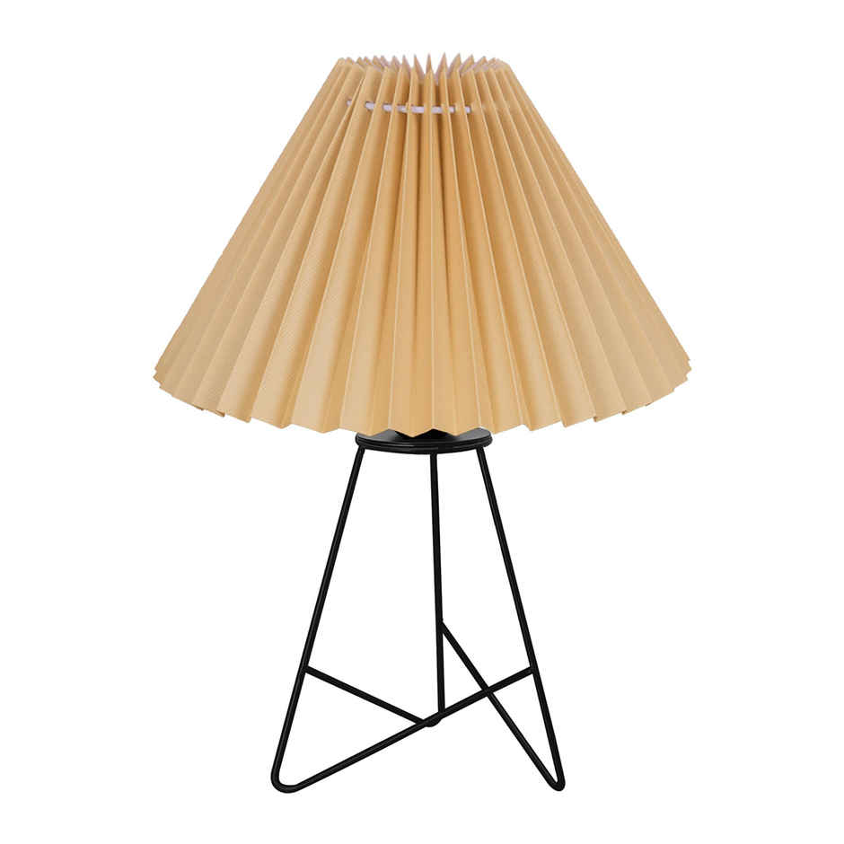 Homesake Retro Matte Black Metal Table Lamp | Bedside Gift | Home & Living Room | Khadi Pleated