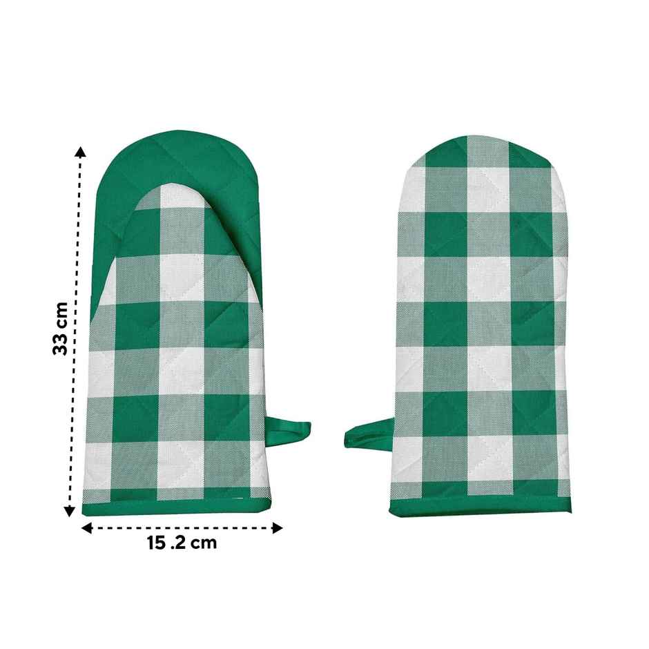 Lushomes Oven Gloves - Green Buffalo Checks | Frog Style
