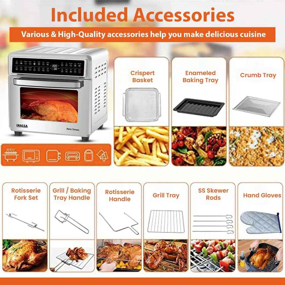 INALSA Air Fryer Oven With 23L Capacity,1700 W-Aero Smart23,Digital Display and Touch Control