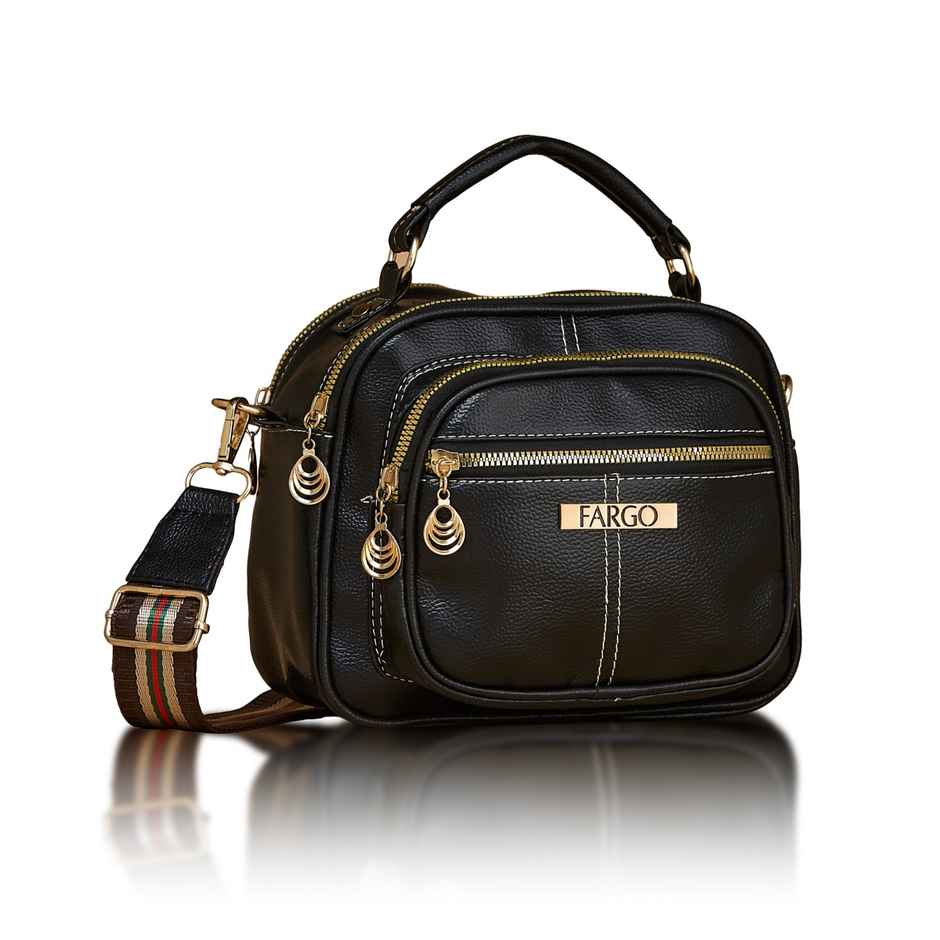 Fargo Women's Top-handle Satchel Fashion Round Retro Sling Bag | Black