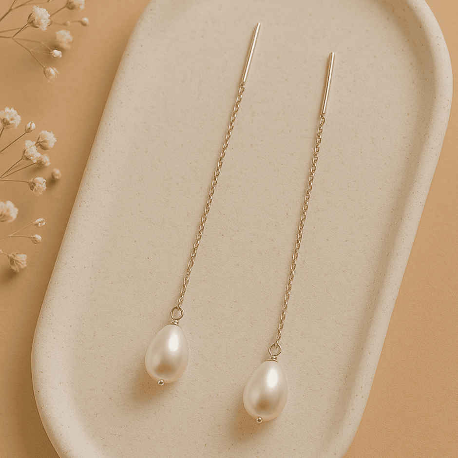 Unniyarcha 92.5 Silver Pearl Sui Dhaga Earring