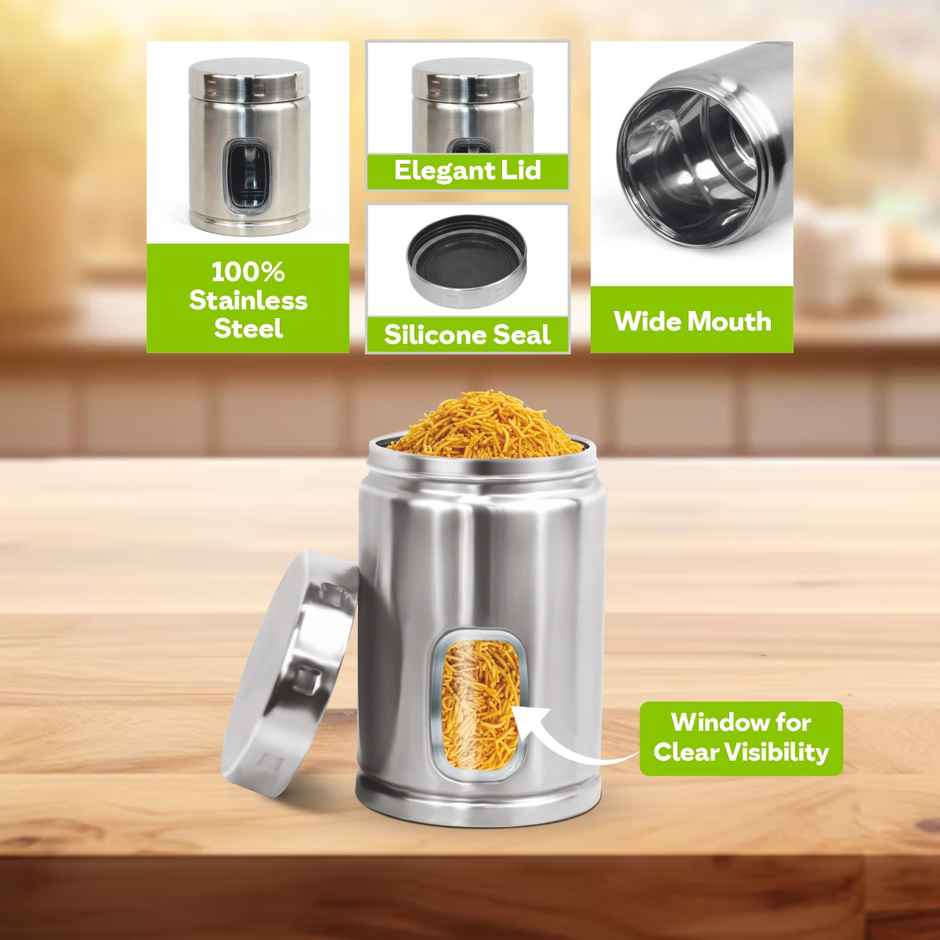 Signoraware Modular Window Steel Container Deluxe 1250Ml Food Grade Steel