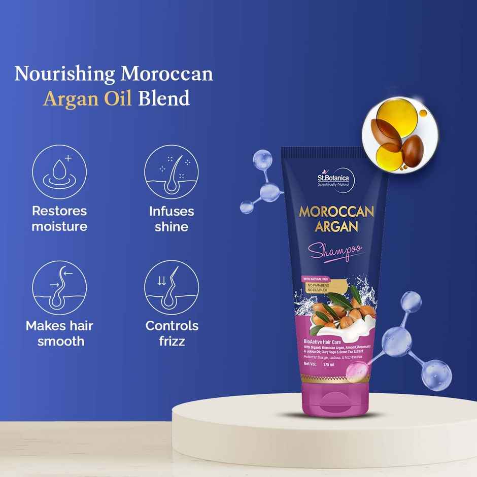 St.Botanica Moroccan Argan Hair Shampoo To Nourish Dull Dry & Frizzy Hair No Parabens & Sulphates
