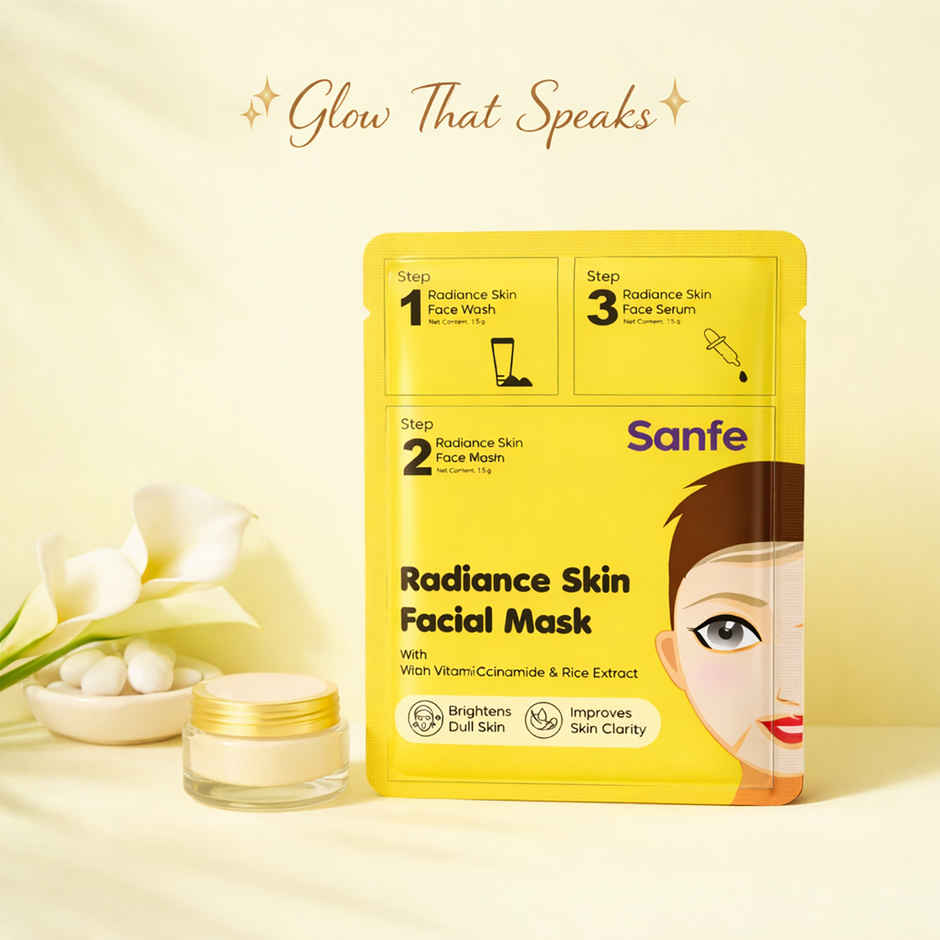 Sanfe Radiant Skin Facial Mask | Skin Brightening | Single Use | Lemon