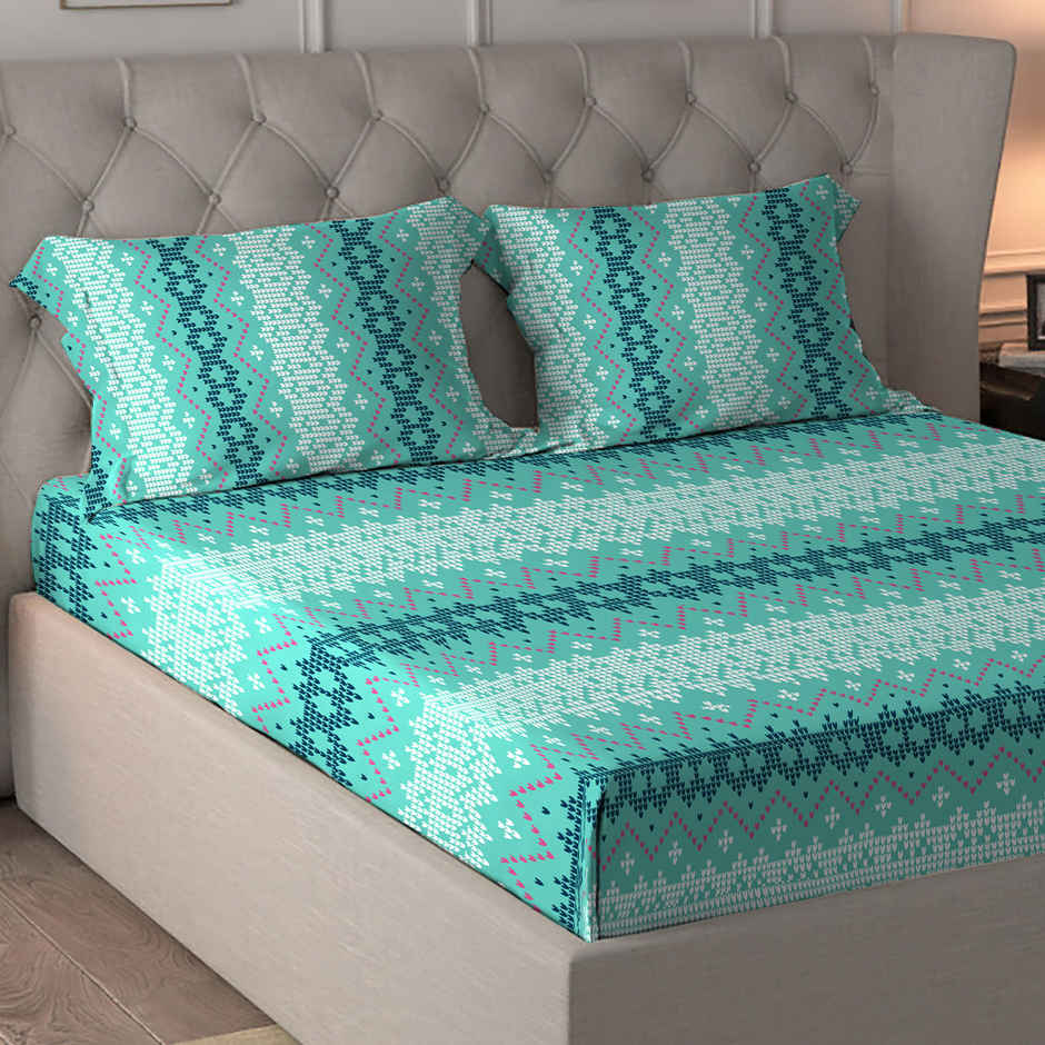 Home Elegance by myTrident Microfiber Bedsheet Set | Queen Size Double Bed sheet | 2 Pillow Covers | Pixels