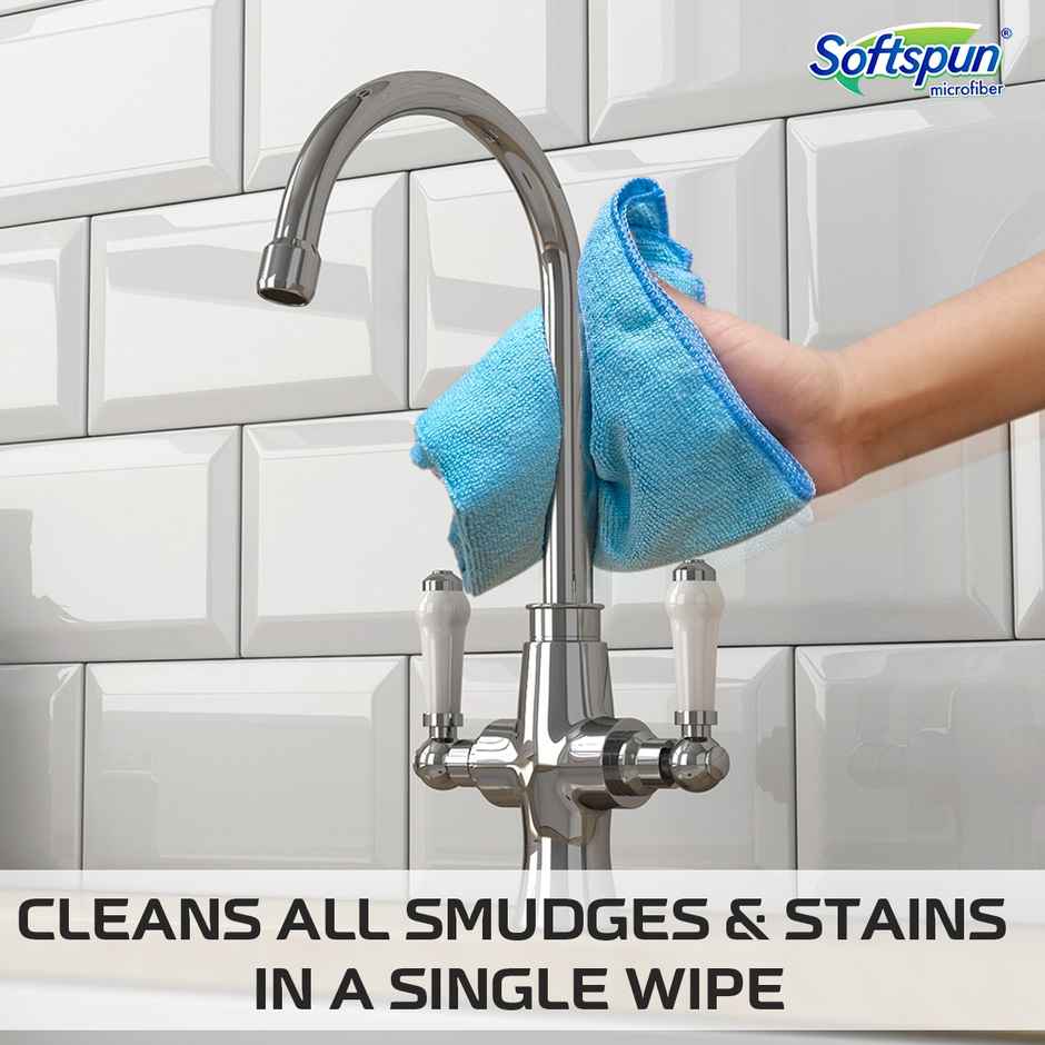 Softspun Microfiber Cleaning Cloths (220 GSM, 30x30cm, 6pc, Multicolor)