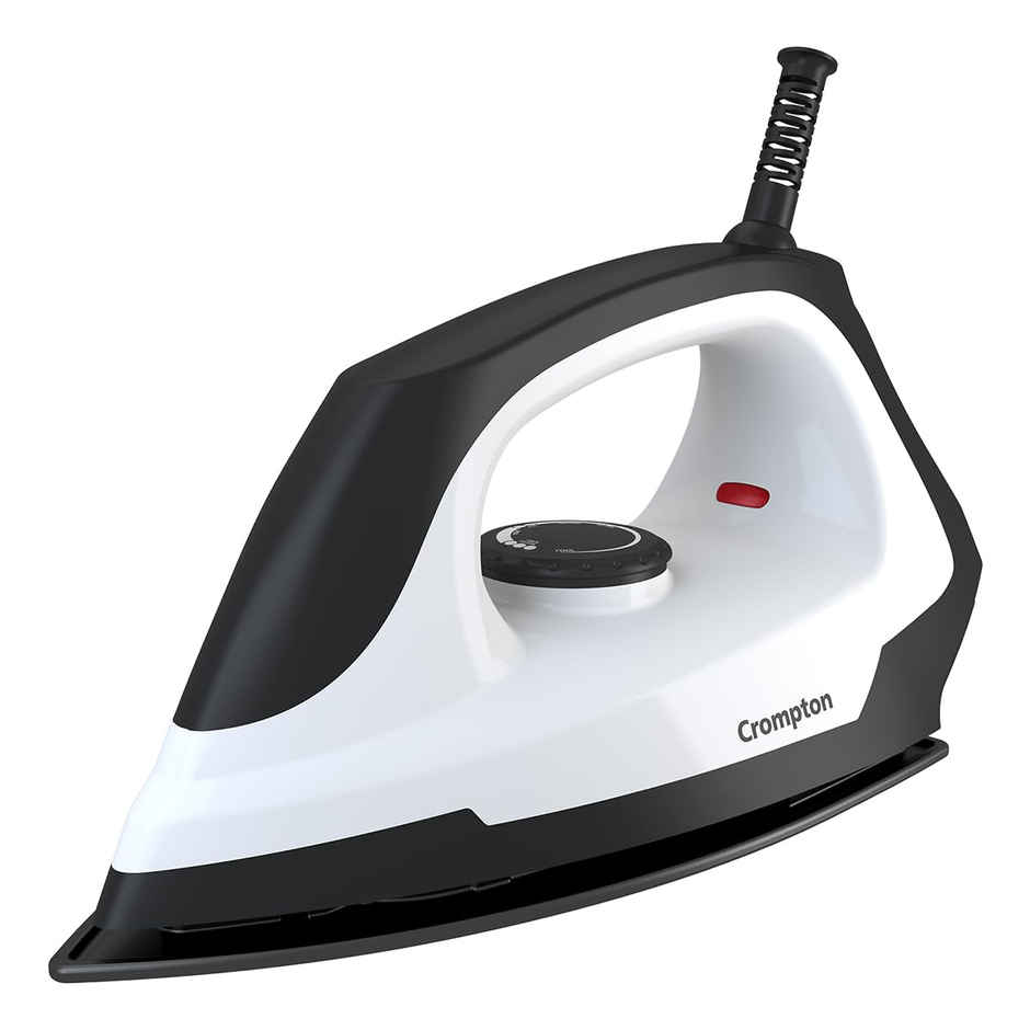 Crompton Cromyon 1000W Iron | Non-Stick Soleplate | 6 Fabric Settings | White & Black