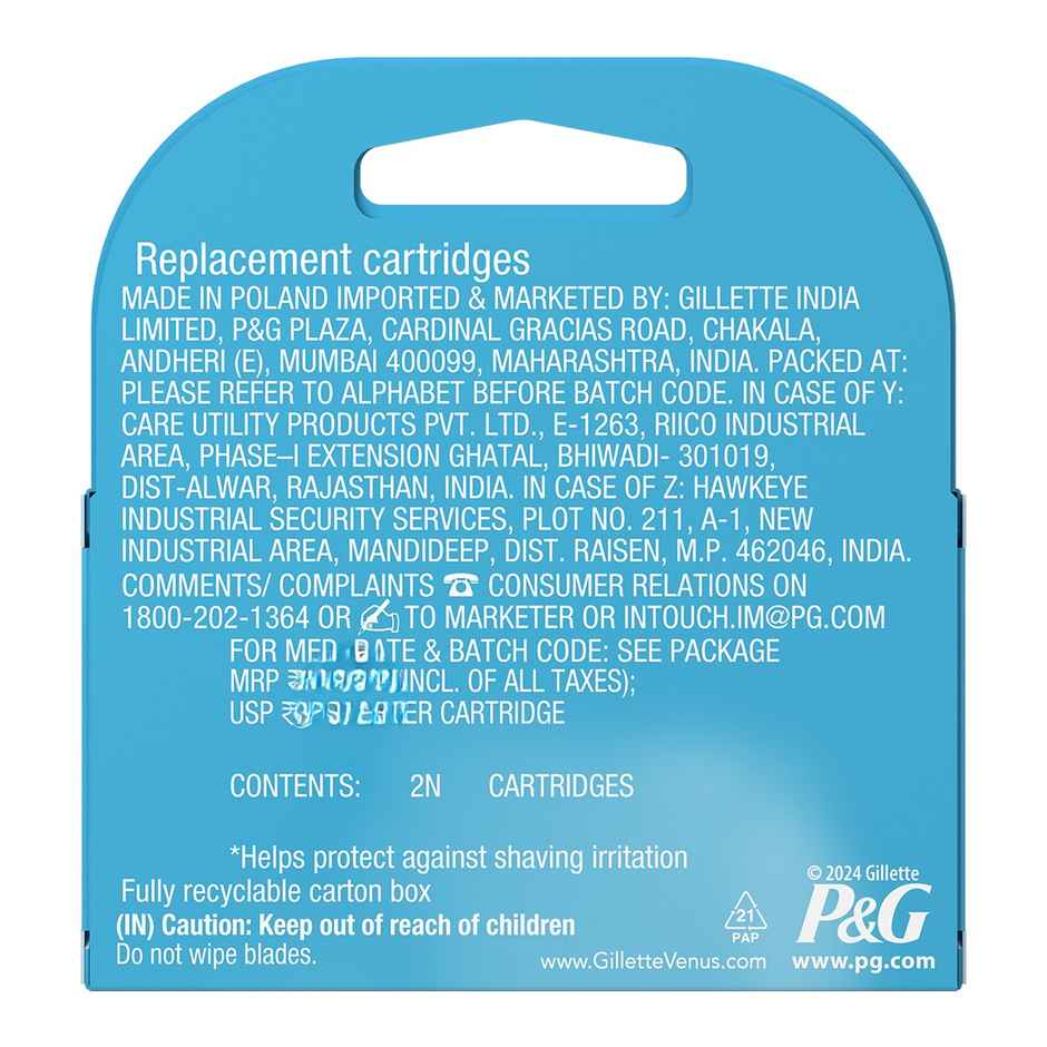 Gillette Venus Hair Removal Razor Blades/Refills/Cartridges for Women - (Aloe Vera Glidestrip)