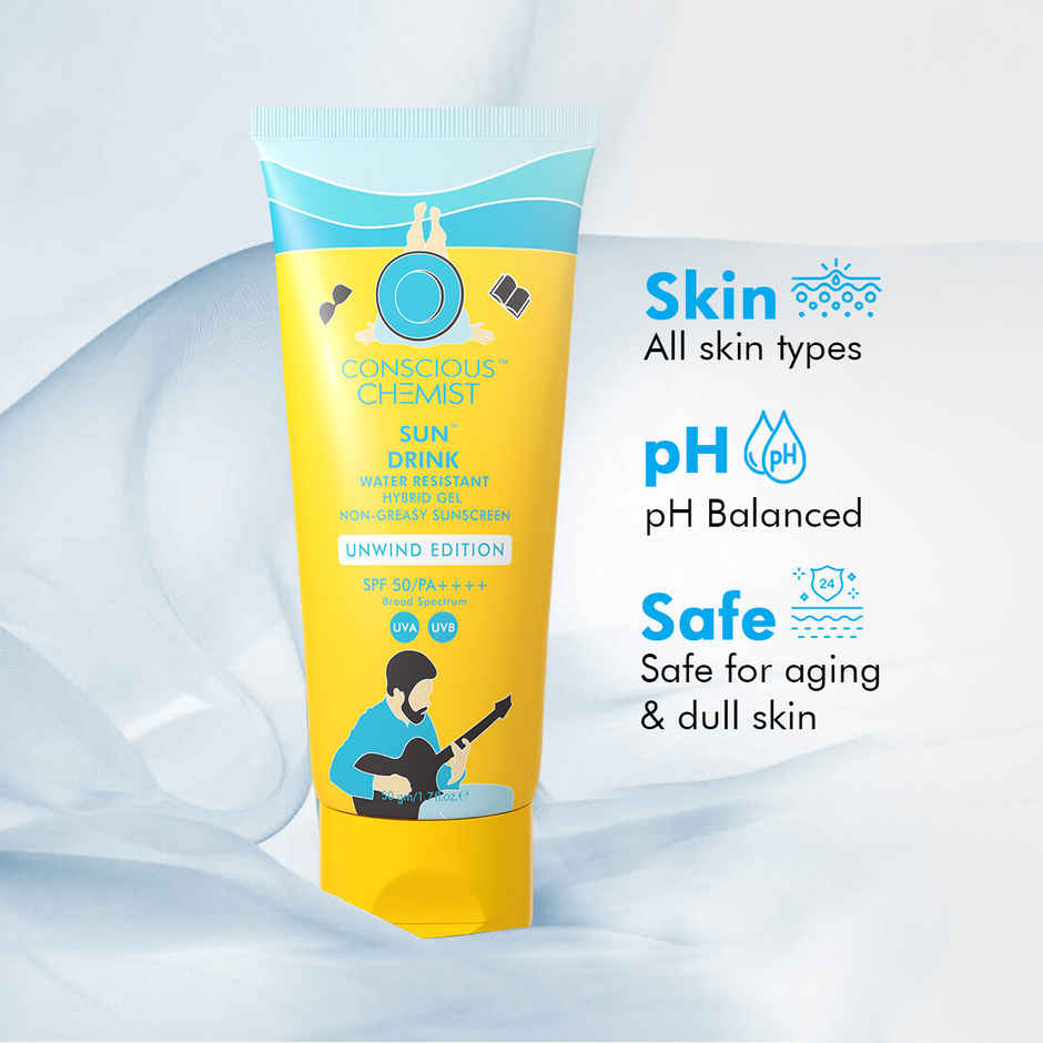 Conscious Chemist Unwind Edition Sun Drink With Water Resistant Gel Sunscreen SPF 50 PA++++